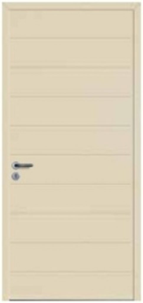 Visuel porte en aluminium blanc avec rainurage pour décor
