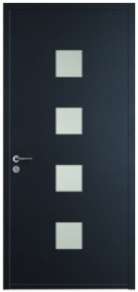 Visuel porte noire en aluminium avec vitrage 4 carres