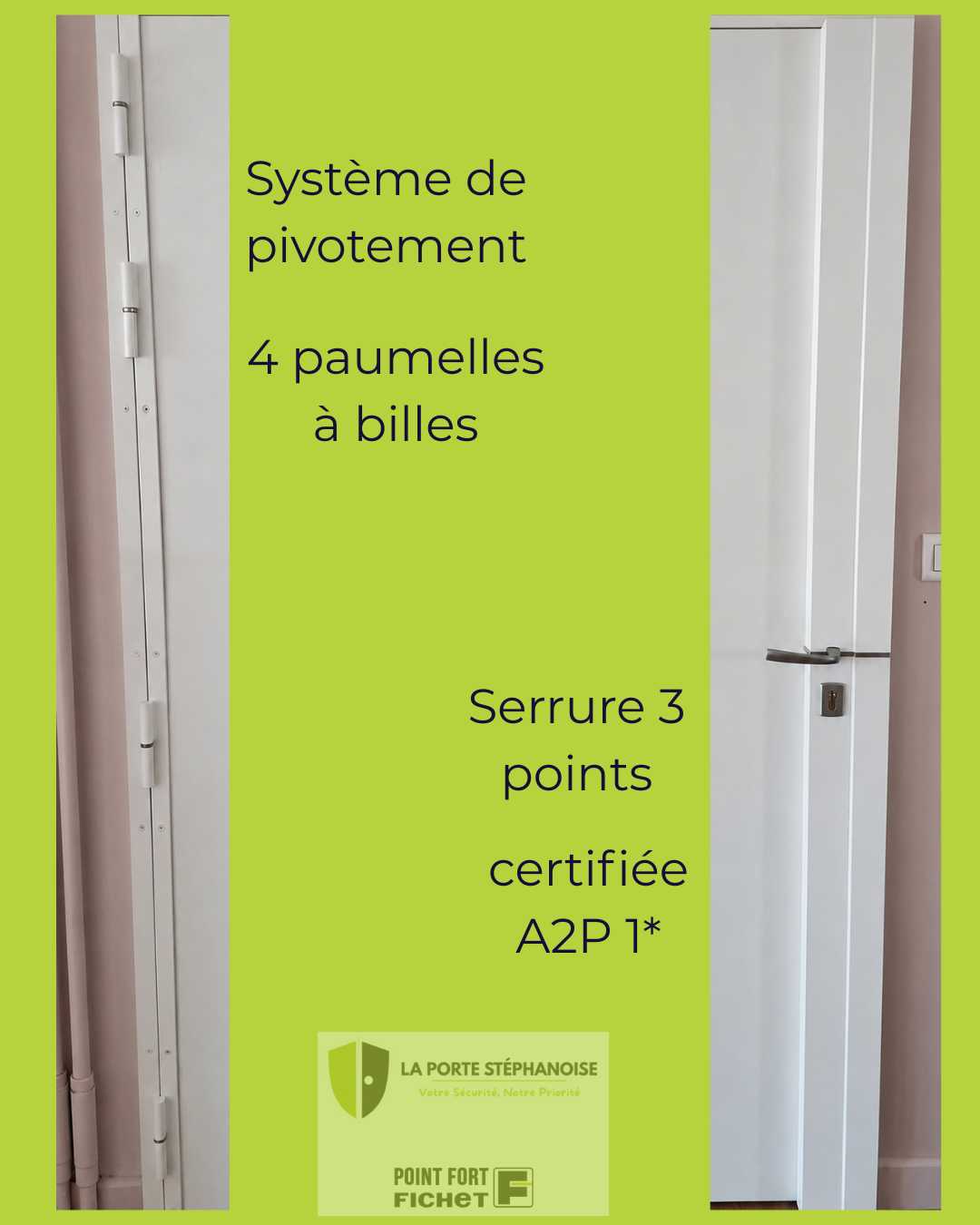 Photo installation d'une barre de pivotement associé à une serrure 3 points A2P 1 étoile de Fichet. Se qui permet de renforcer la porte en lui emportant plus de sécurité. Projet réalisé par La Porte Stéphanoise à Villars dans la Loire.